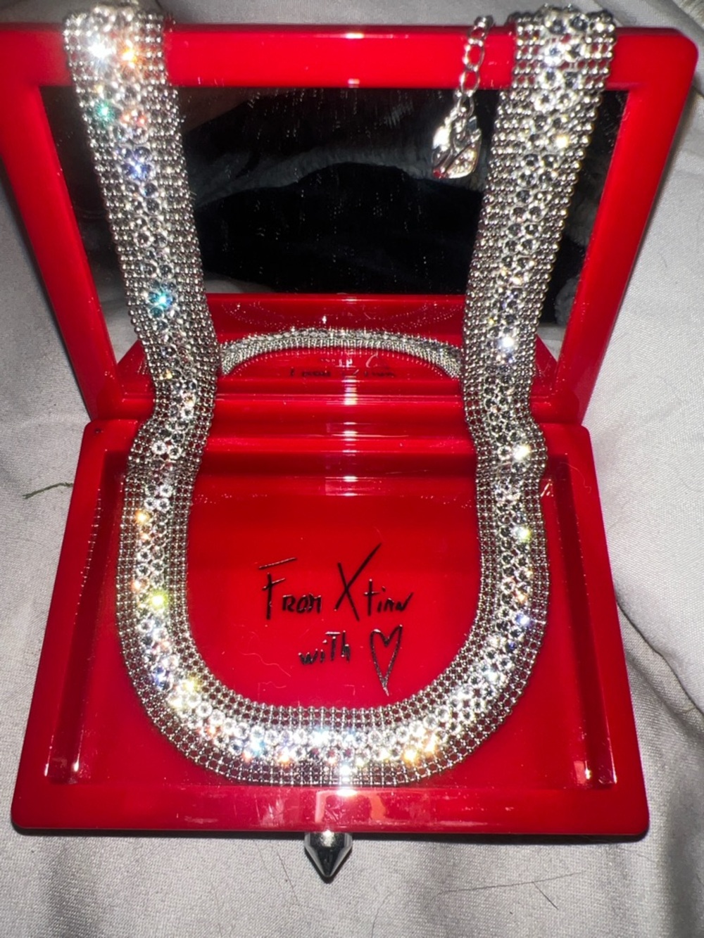 Swarovski Silver Multicolor Crystal Choker Necklace